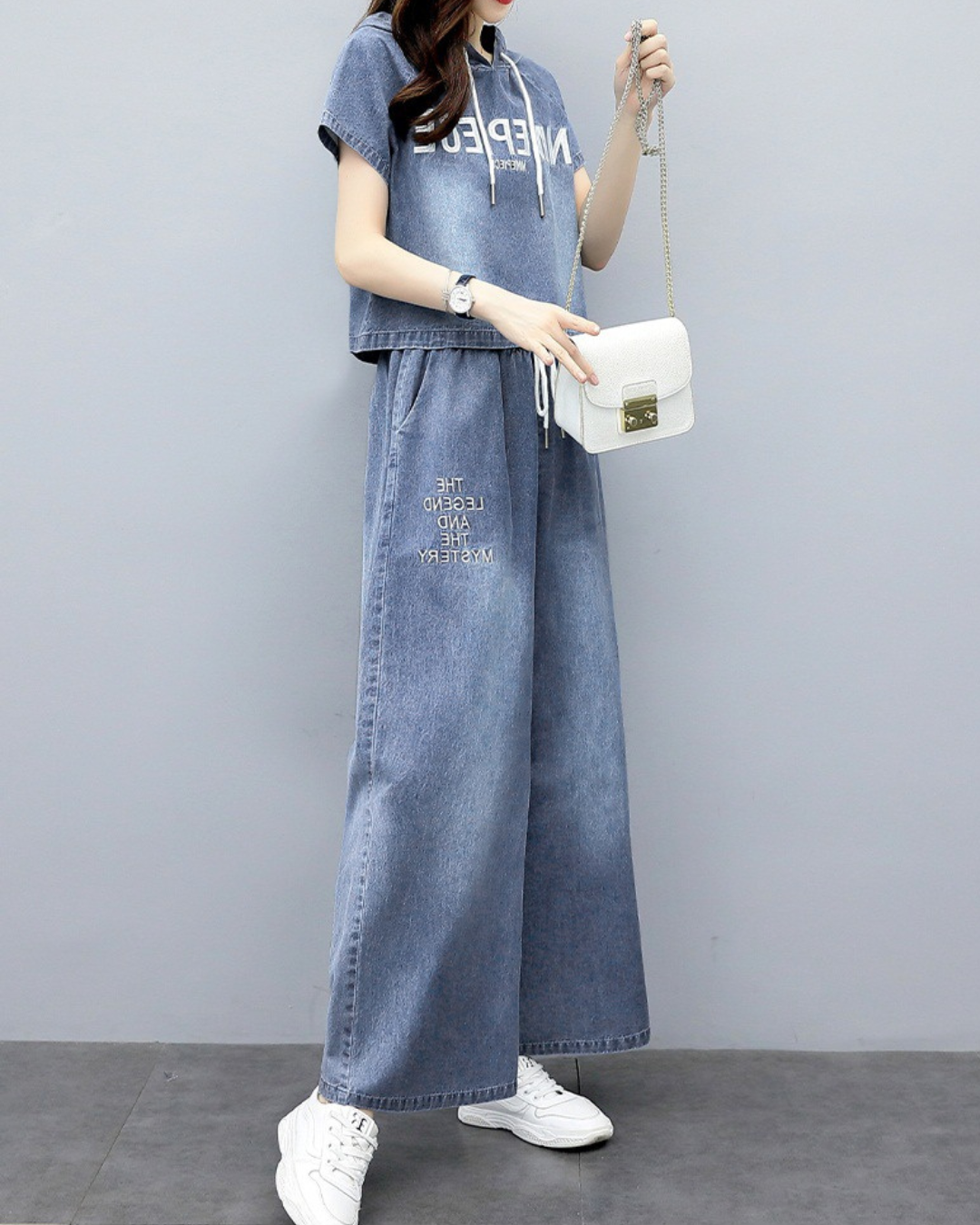 Aspen Drawstring Washed Denim Set