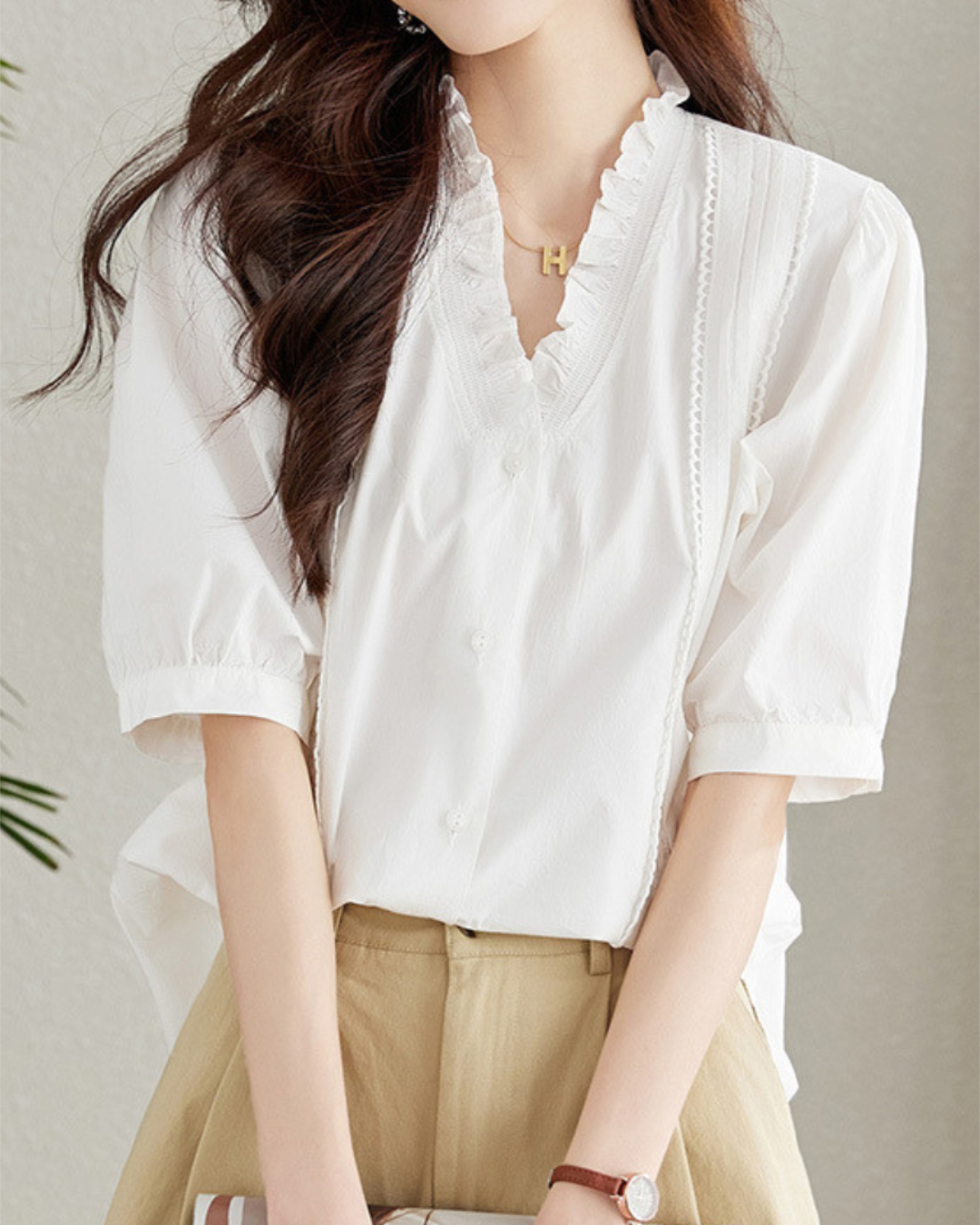 Sienna Ruffle Trim Cotton Blouse