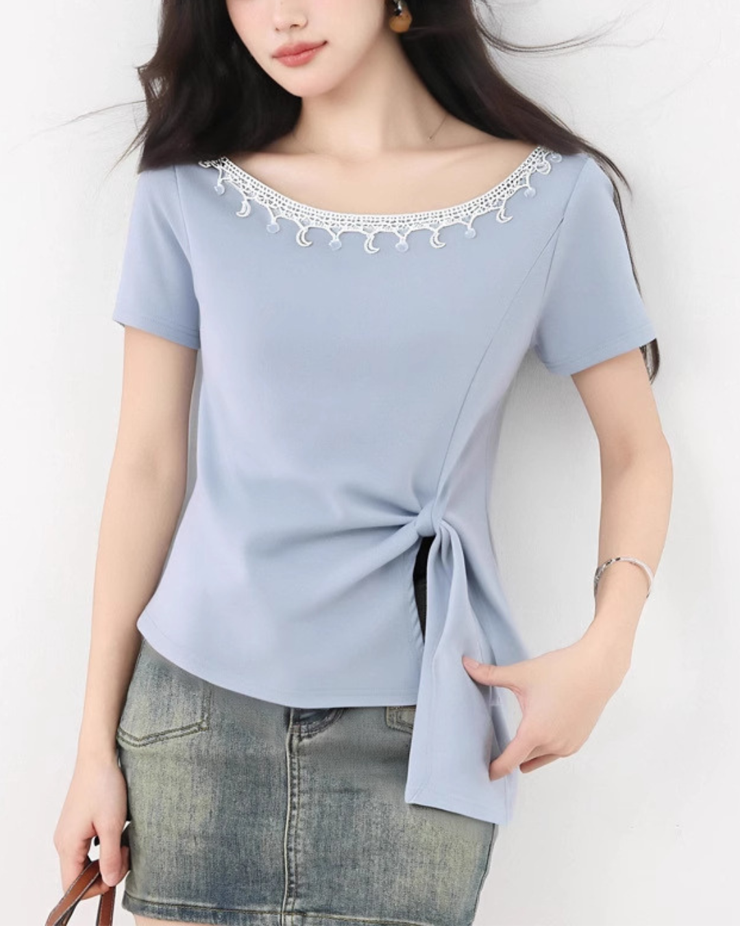 Emilie Lace Tie Side T-Shirt