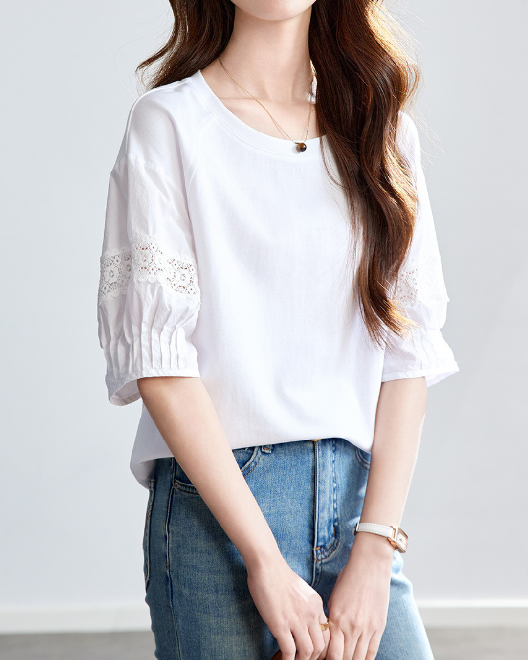 Mira Calm Lace Sleeve T-Shirt