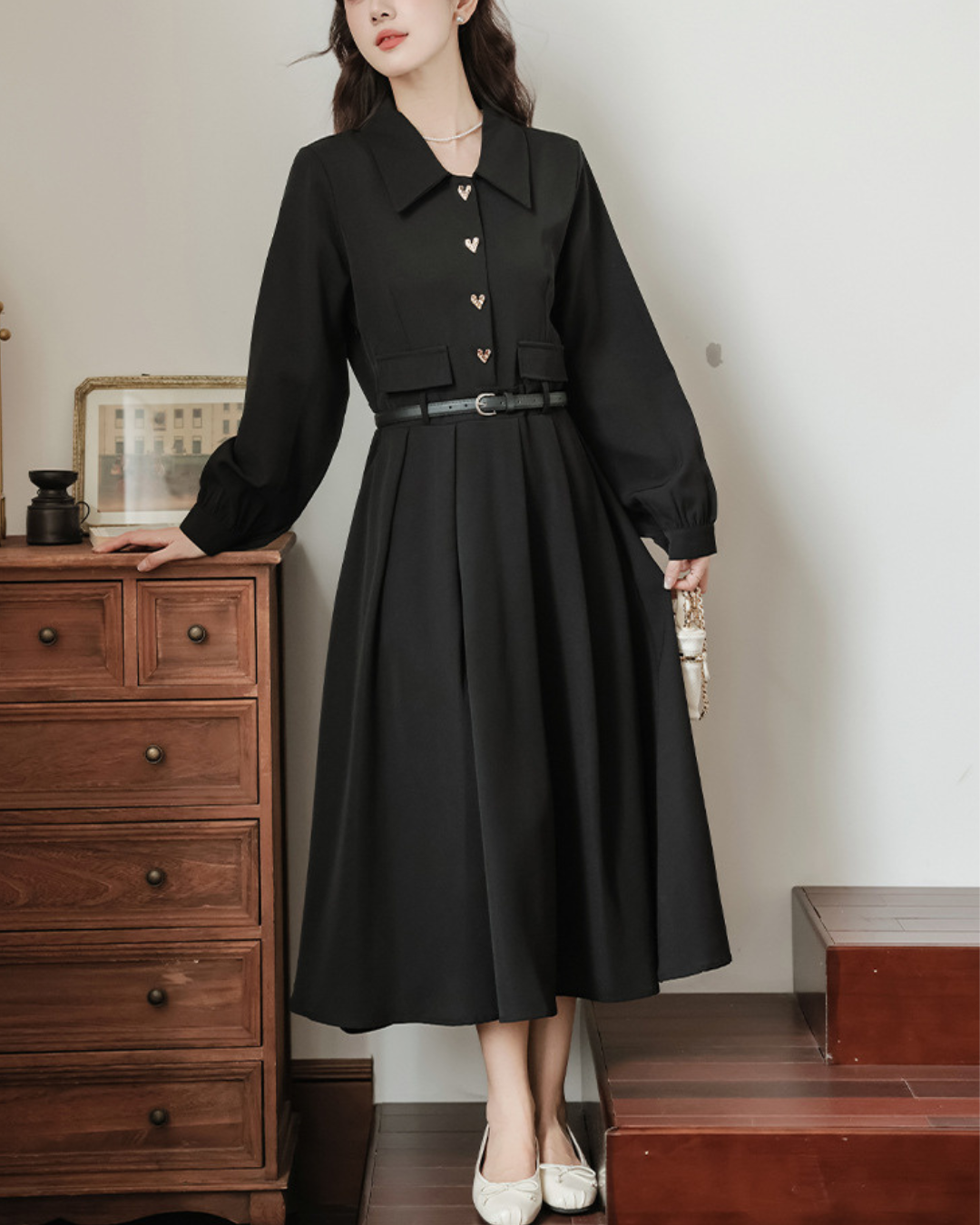 Adele Charm Pleat Midi Dress