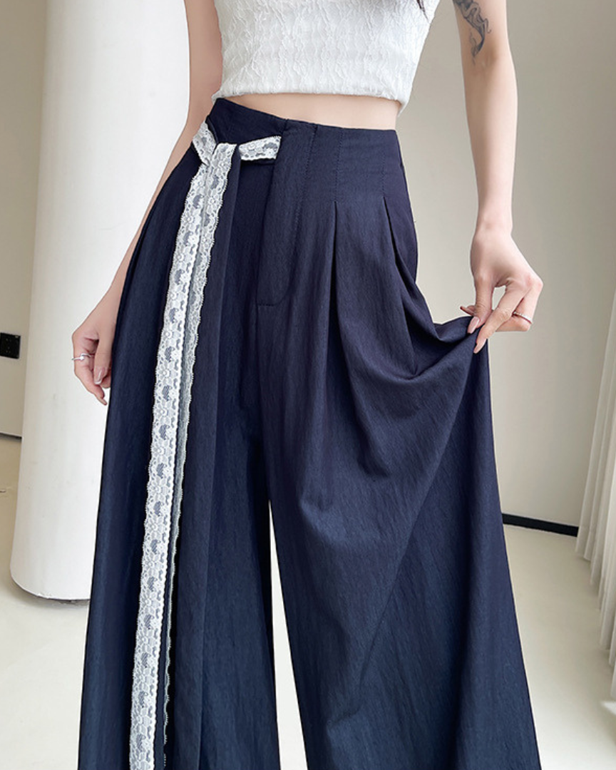 Mira Lace Tie Wide Trousers