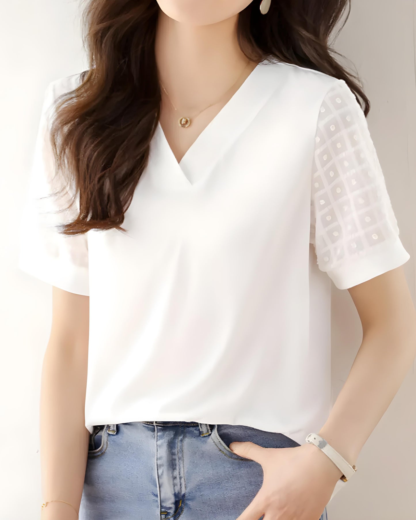 Elia Pointed Lace Sleeve T-Shirt