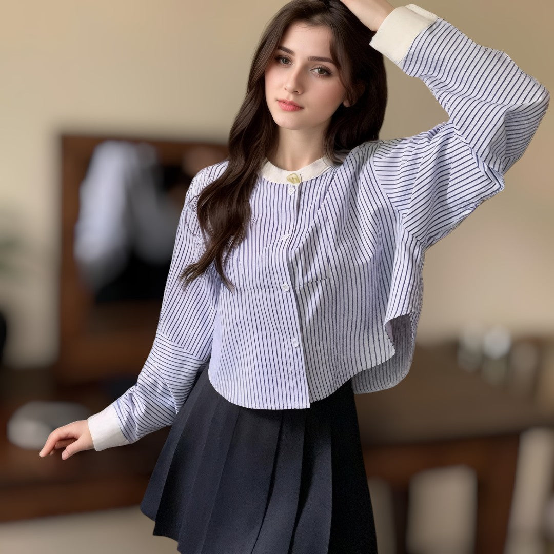 Lia Soft Stripe Cuff Blouse