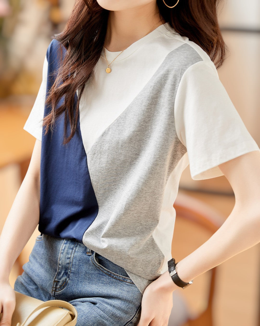 Mira Soft Block Cotton T-Shirt