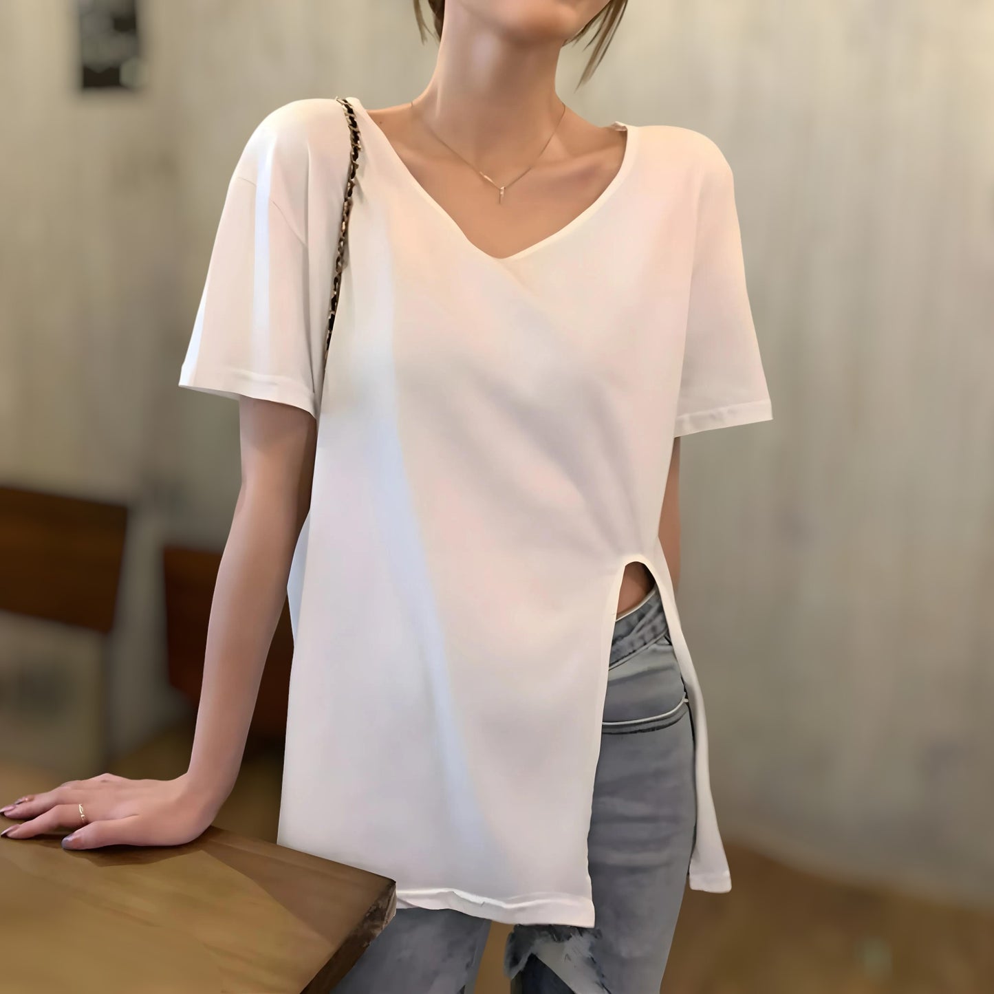 Elva Asym Side-Slit T-Shirt