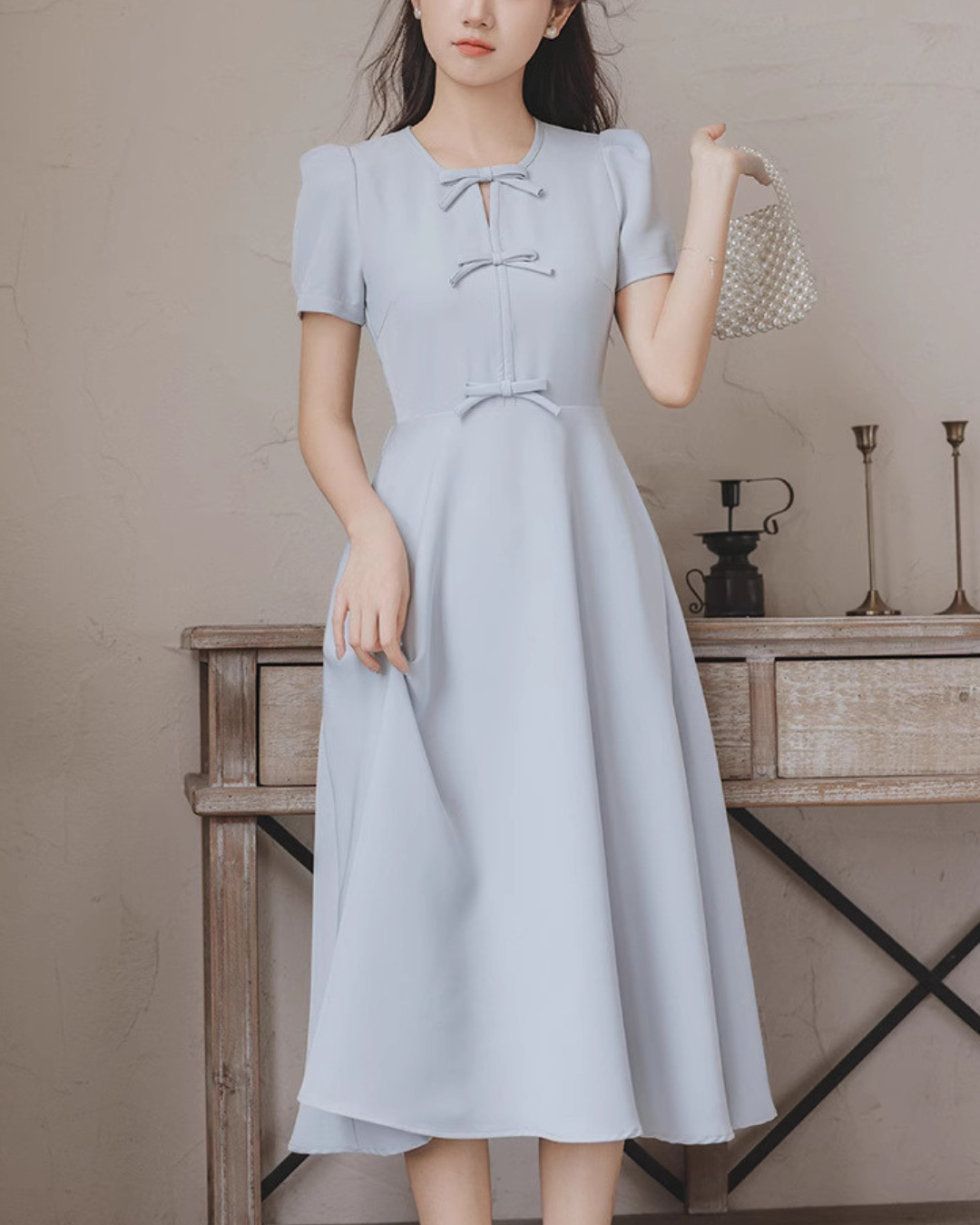 Lilou Soft Ribbon Midi Dress