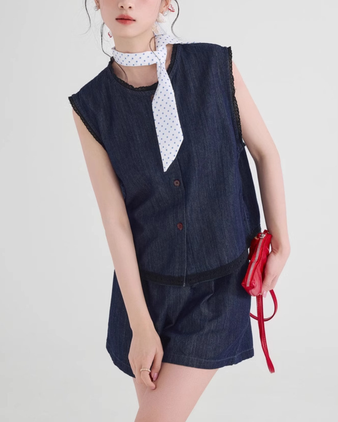 Rue Ease Gathered Denim Set