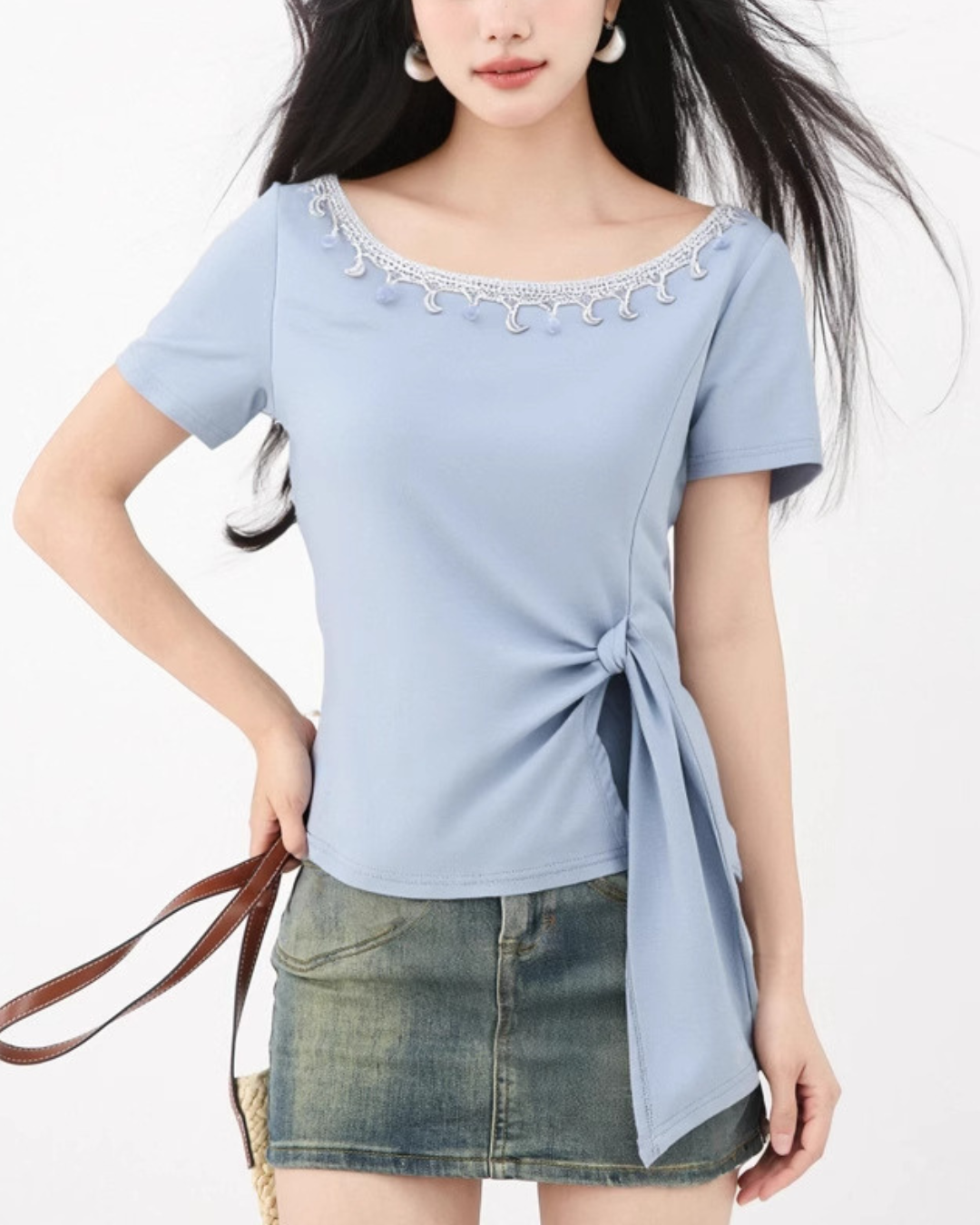 Emilie Lace Tie Side T-Shirt