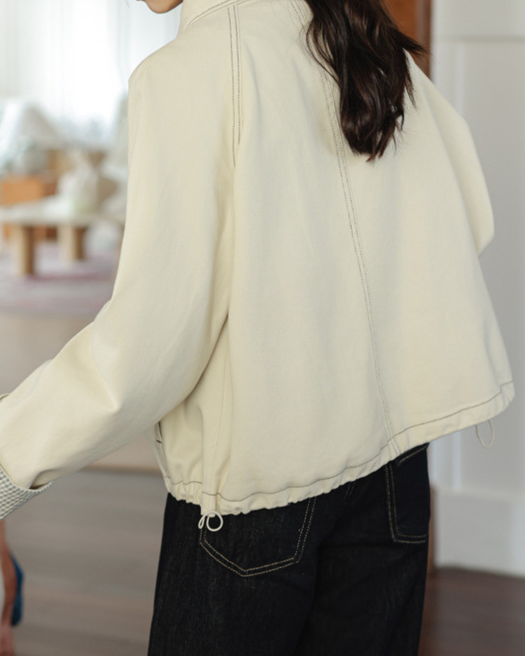 Clara Soft Check Cuff Denim Jacket