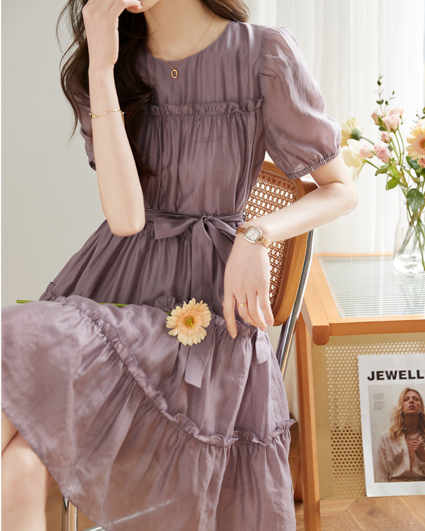 Lilac Tiers Calm Cotton Dress