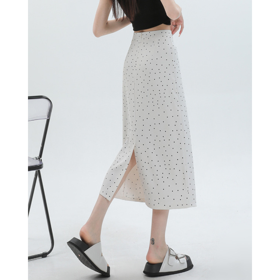 Eloise Dot Slit Midi Skirt