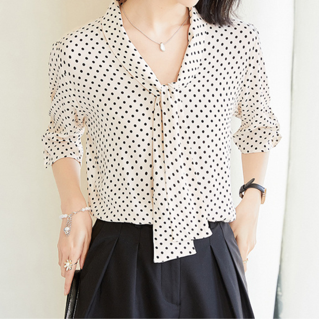 Amelie Dot Soft Tie Blouse