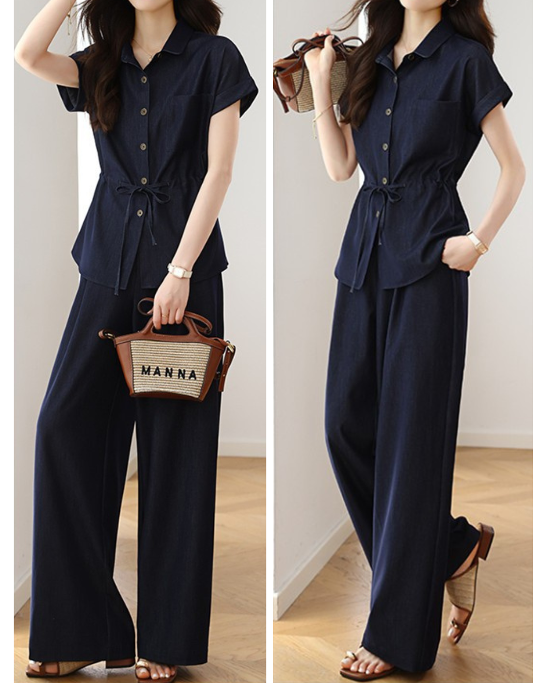 June Ease Denim Wide Set