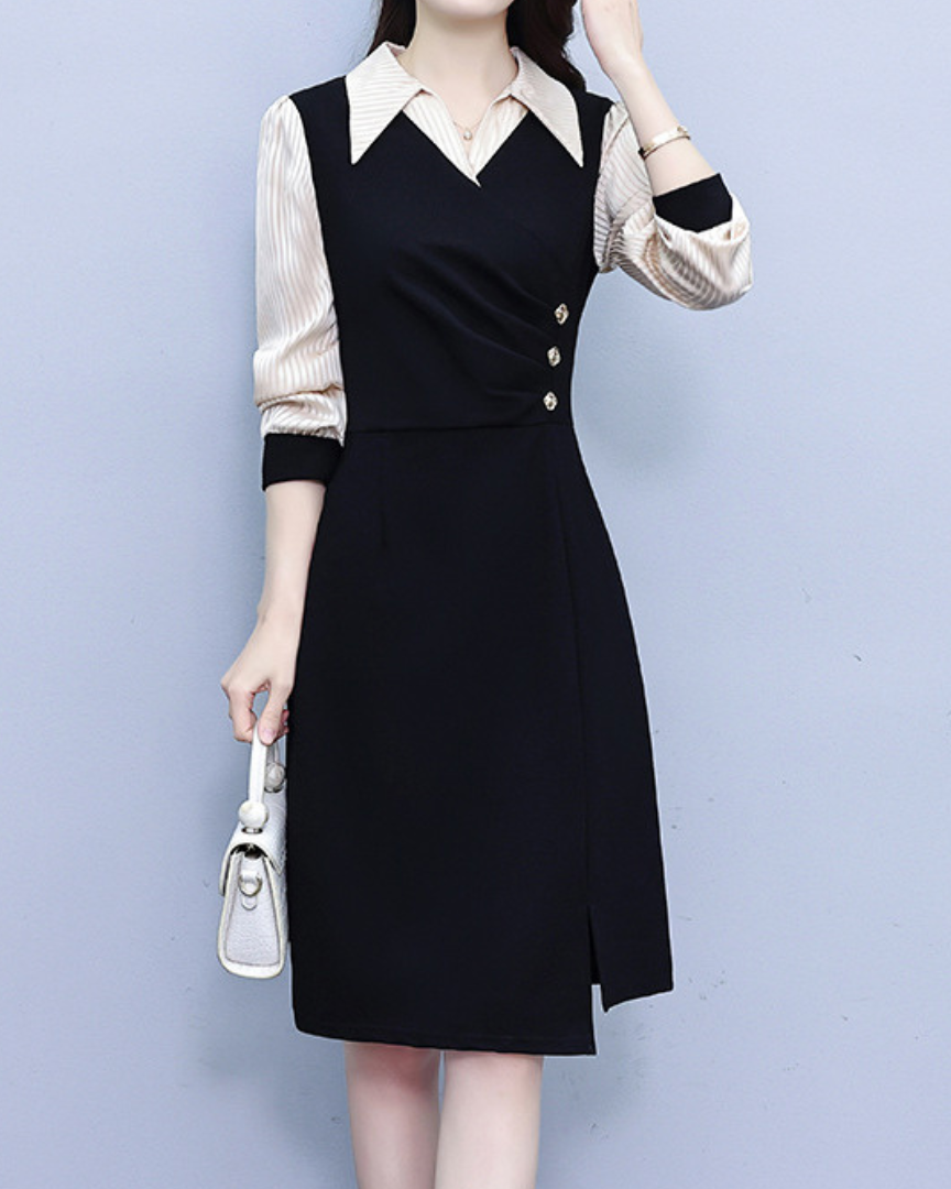 Mira Line Contrast Wrap Dress