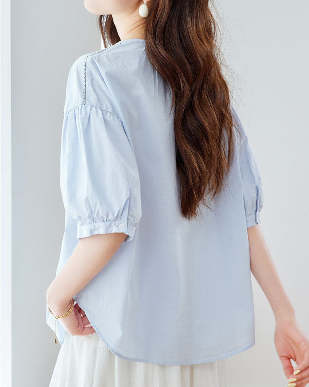 Azure Ease Pintuck Blouse