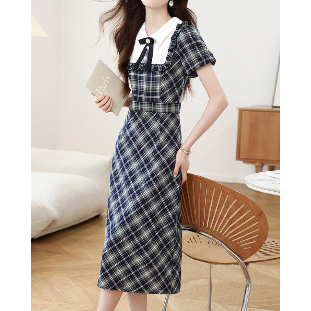 Livia Soft Check Pleat Dress