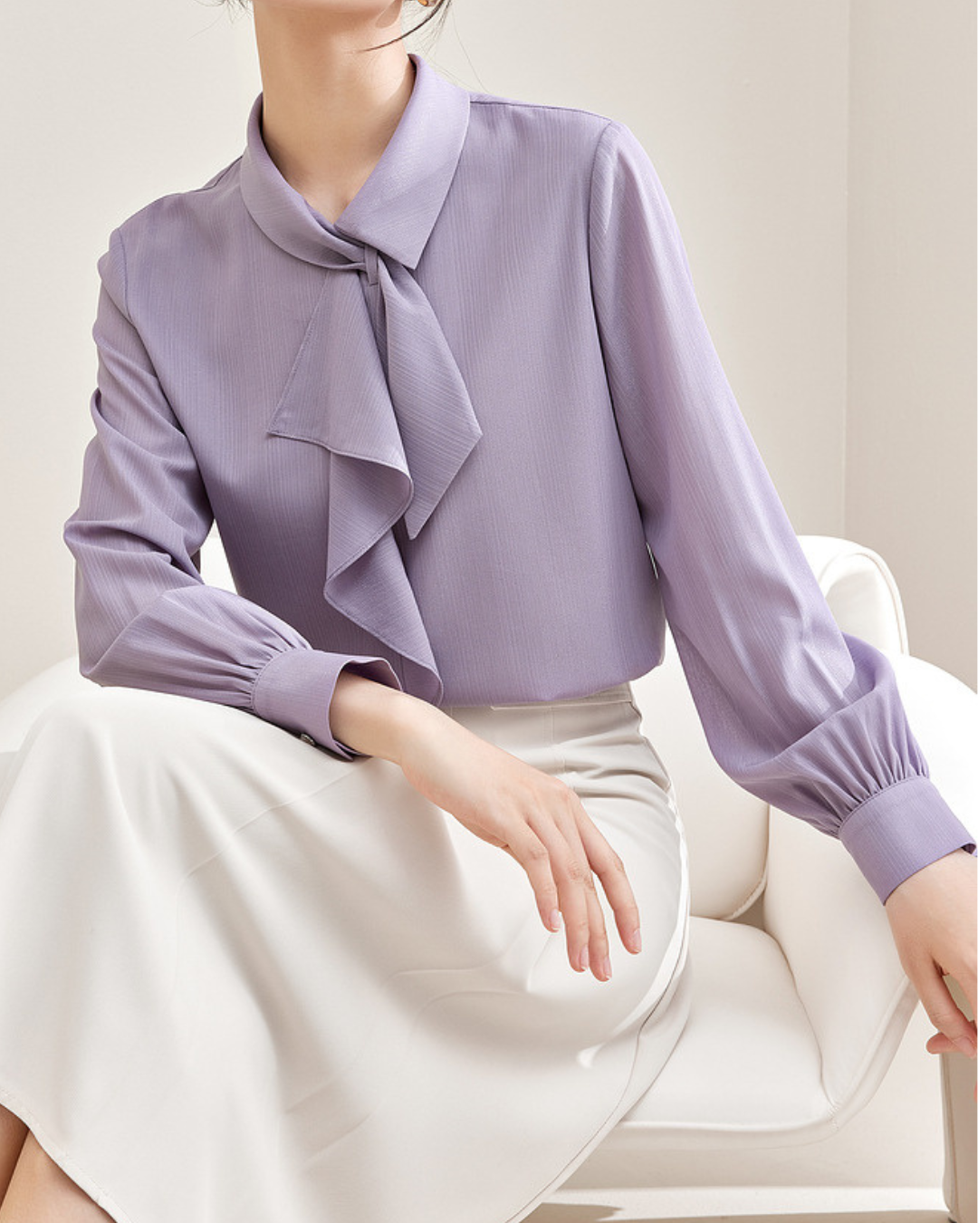 Lilac Bow Soft Blouse
