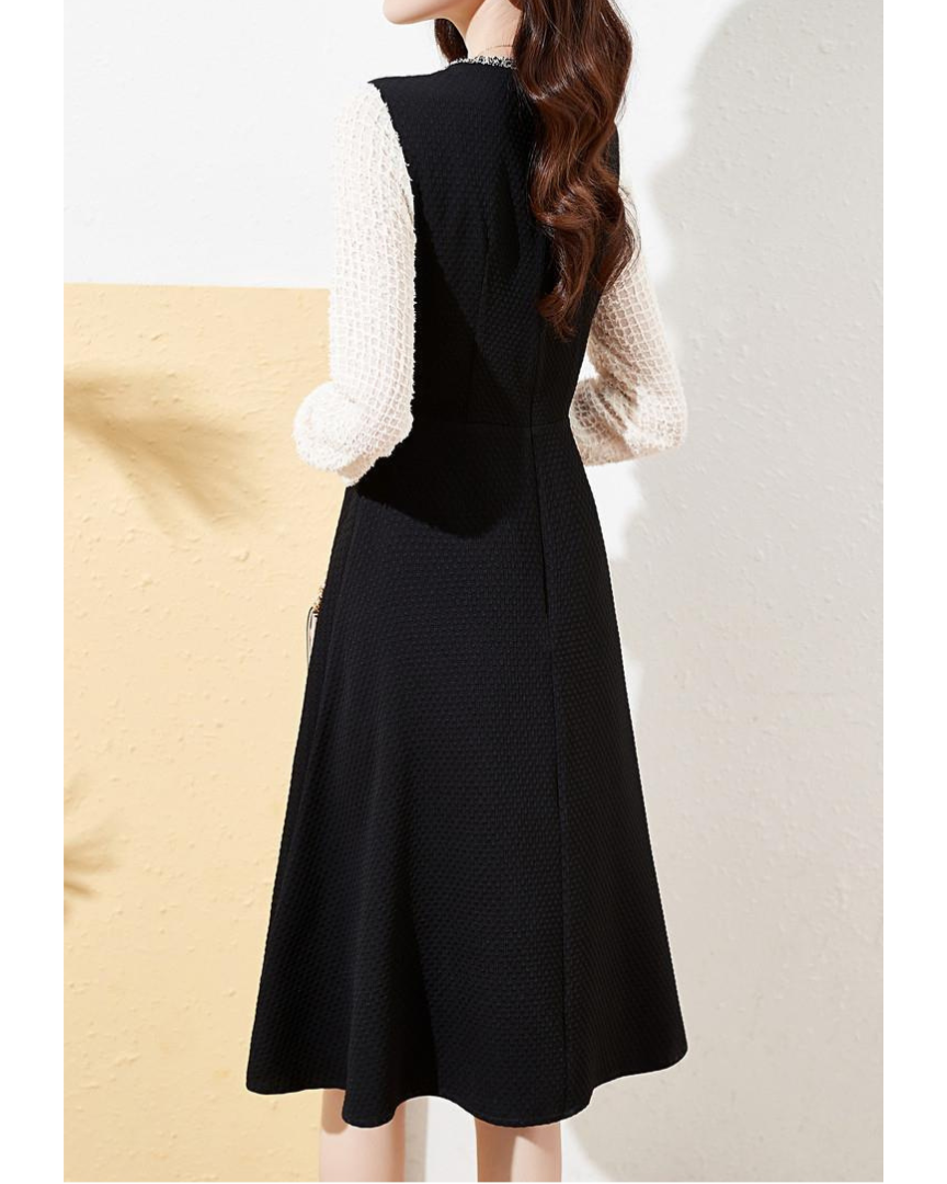 Noir Gem Tweed Trim Dress