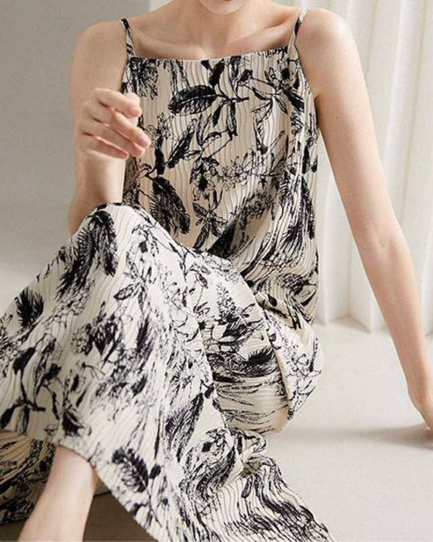 Ivy Flow Botanical Pleated Dress