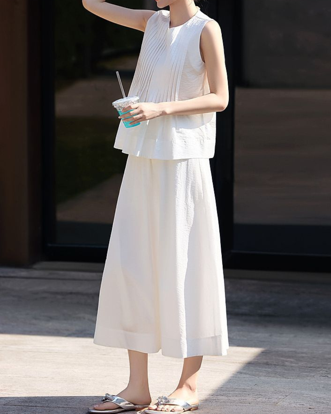 Lina Pleat Breeze Cotton Set
