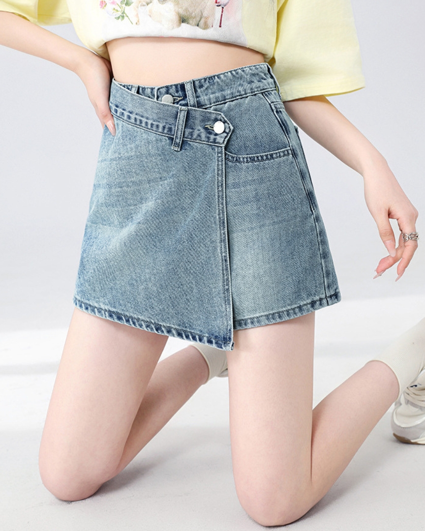 Lina Wrap Detail Denim Skort