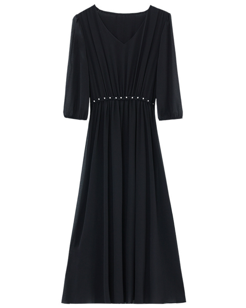 Arden Pearl Waist Chiffon Dress