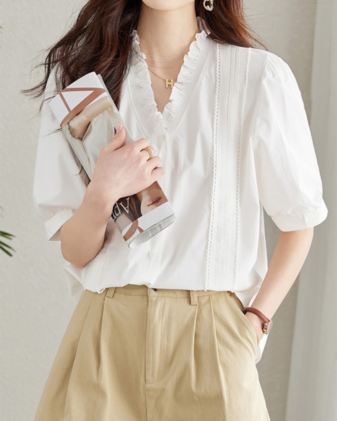 Sienna Ruffle Trim Cotton Blouse