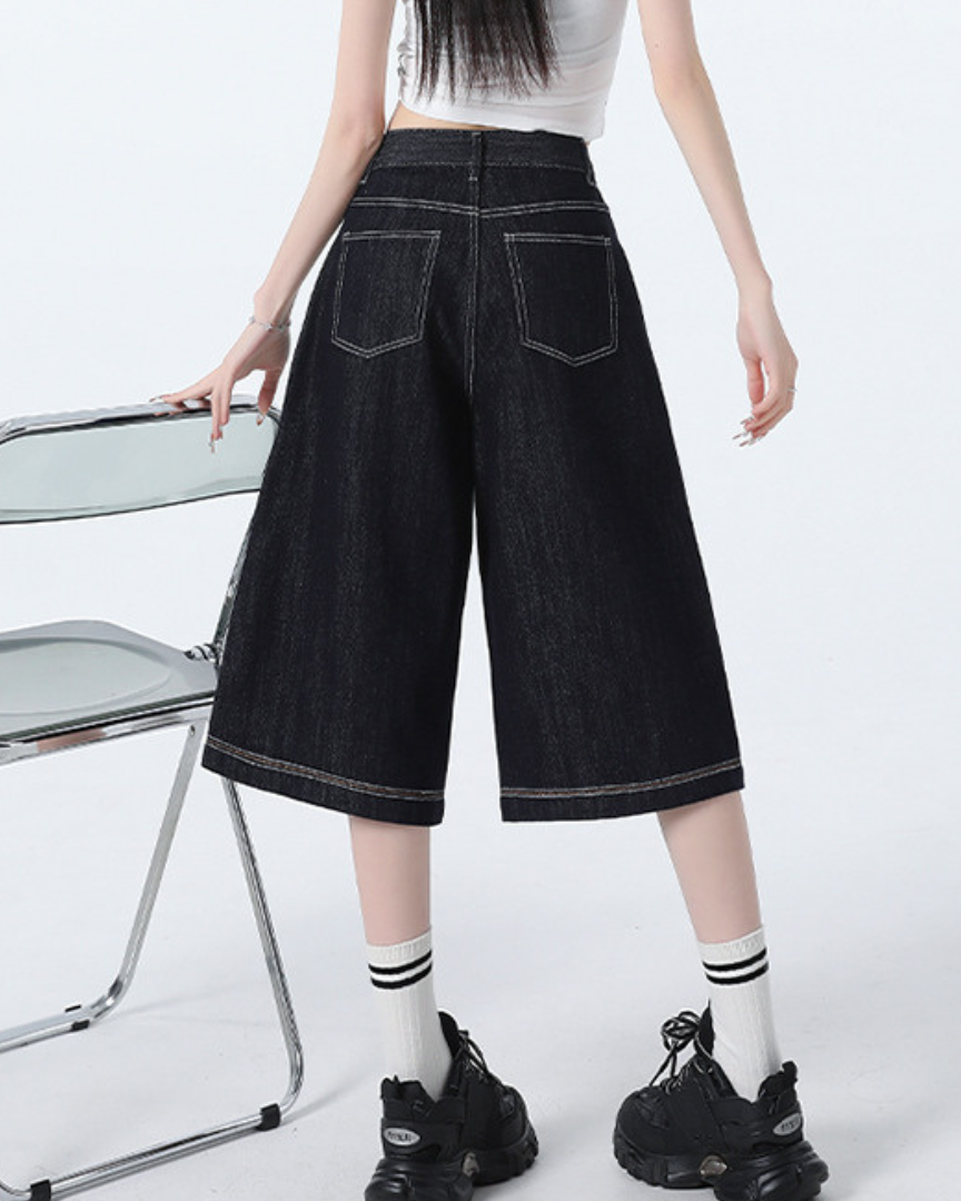 Isla Ease Wide Crop Denim