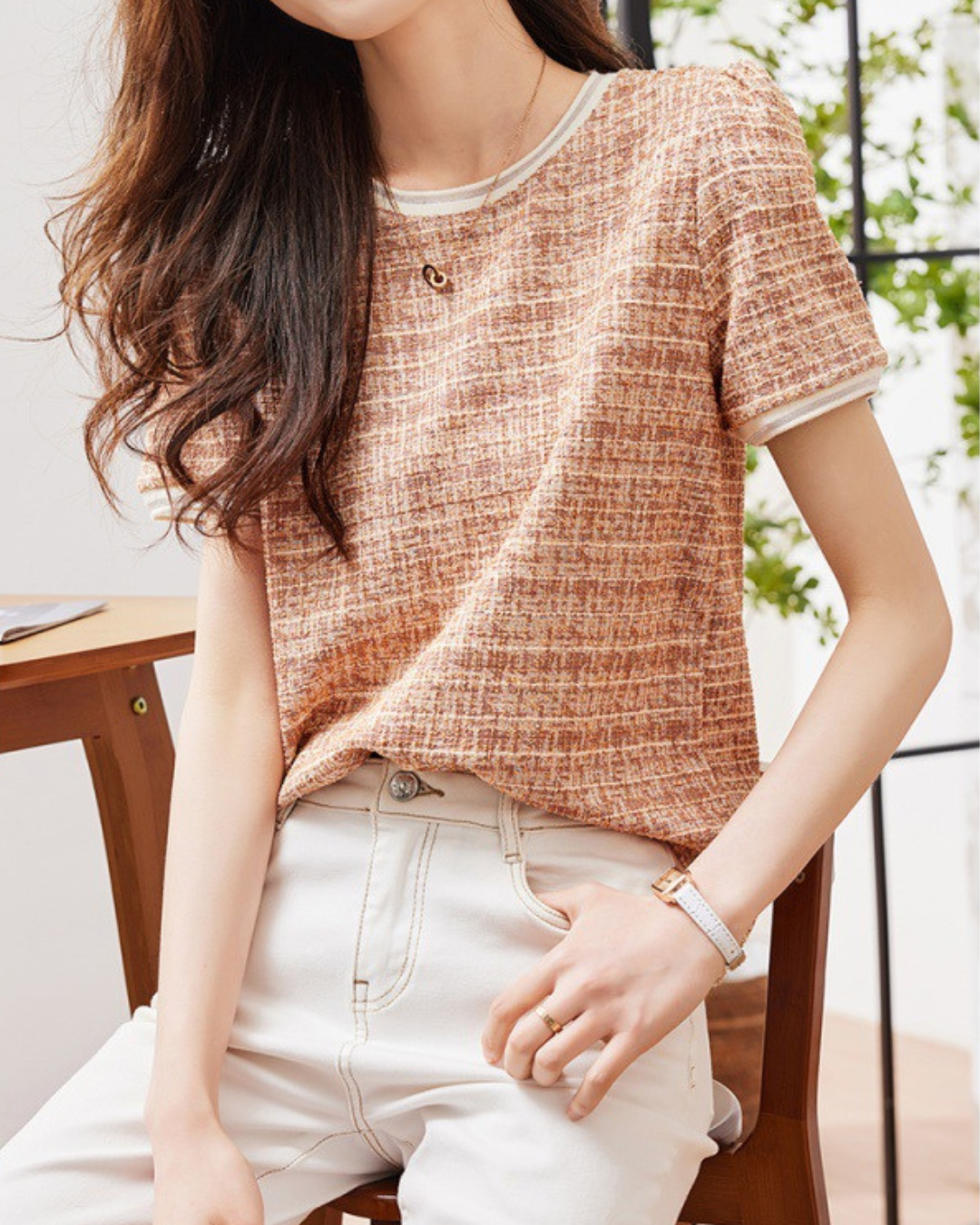 Elise Calm Tweed Knit T-Shirt