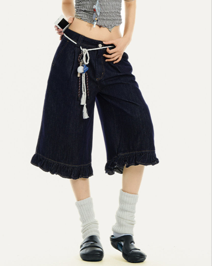 Fiora Edge Ruffle Denim Shorts