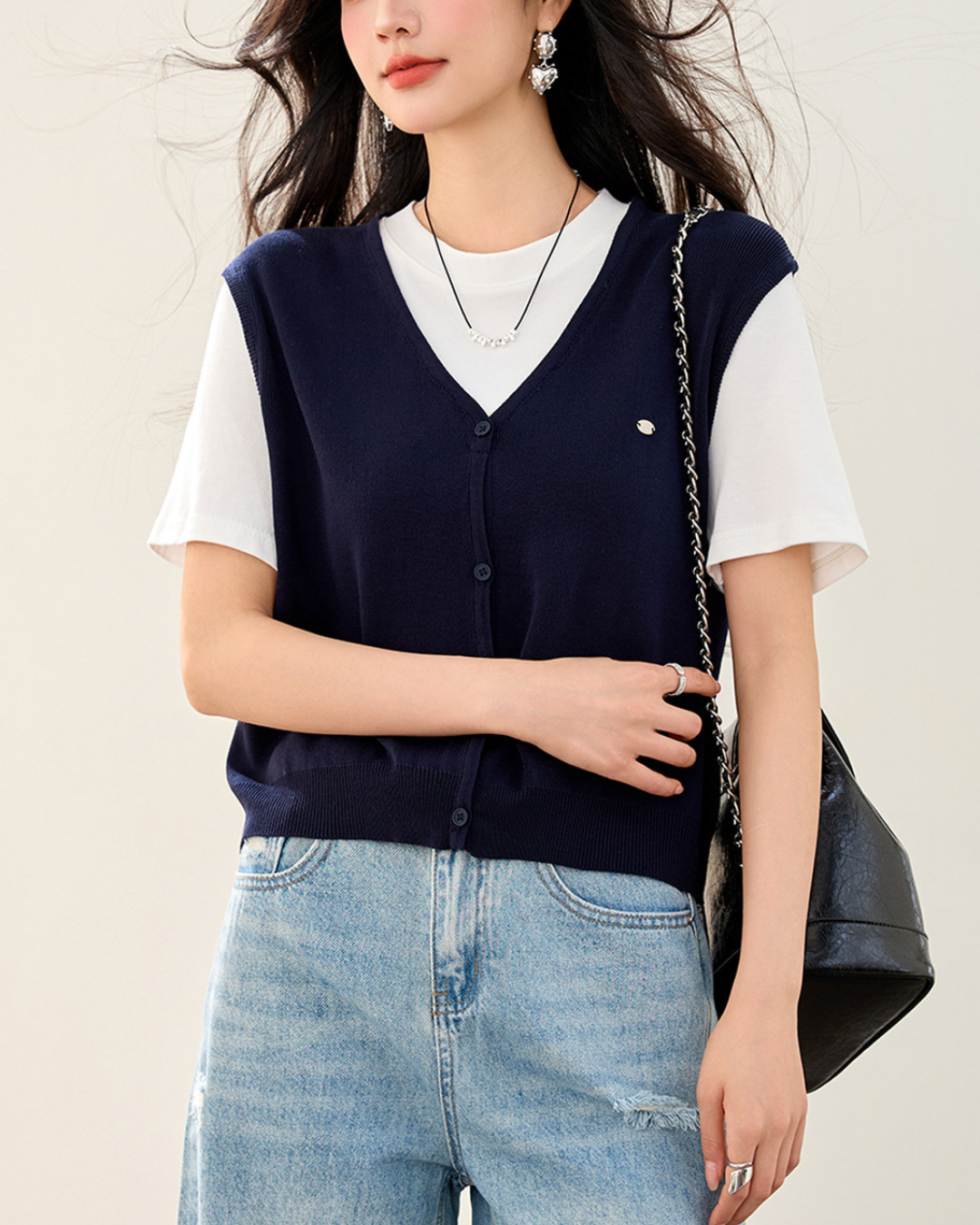 Liora Layered Knit Vest T-Shirt