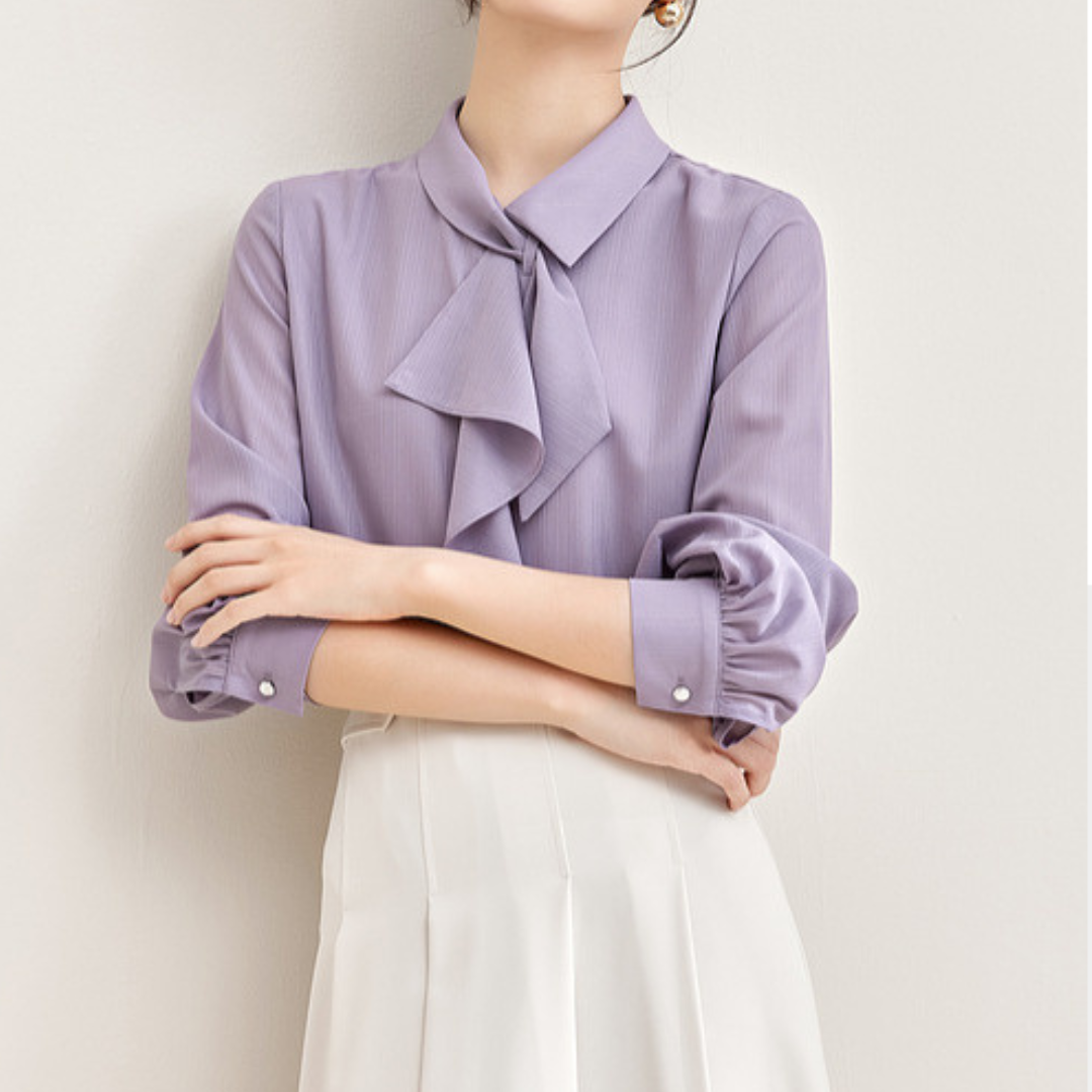 Lilac Bow Soft Blouse
