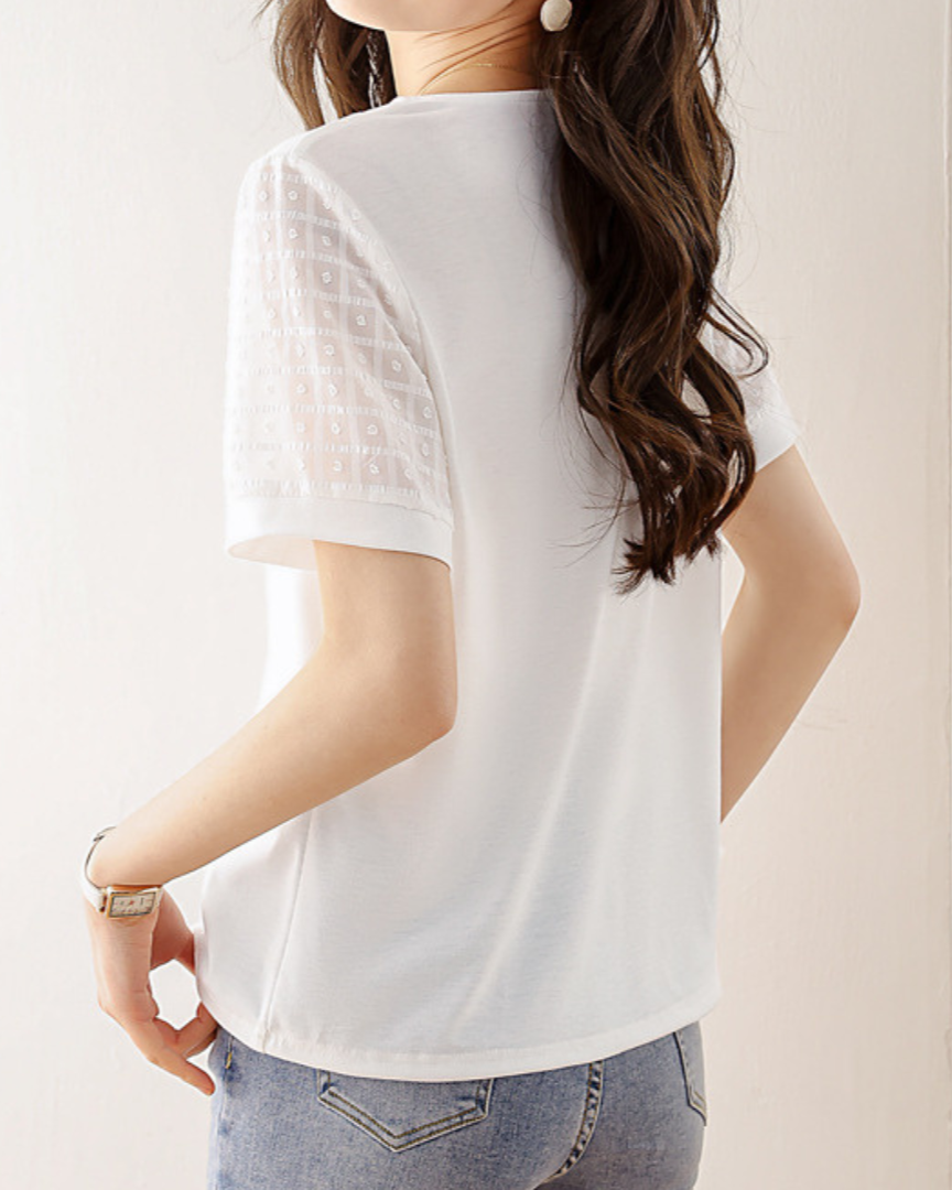 Elia Pointed Lace Sleeve T-Shirt