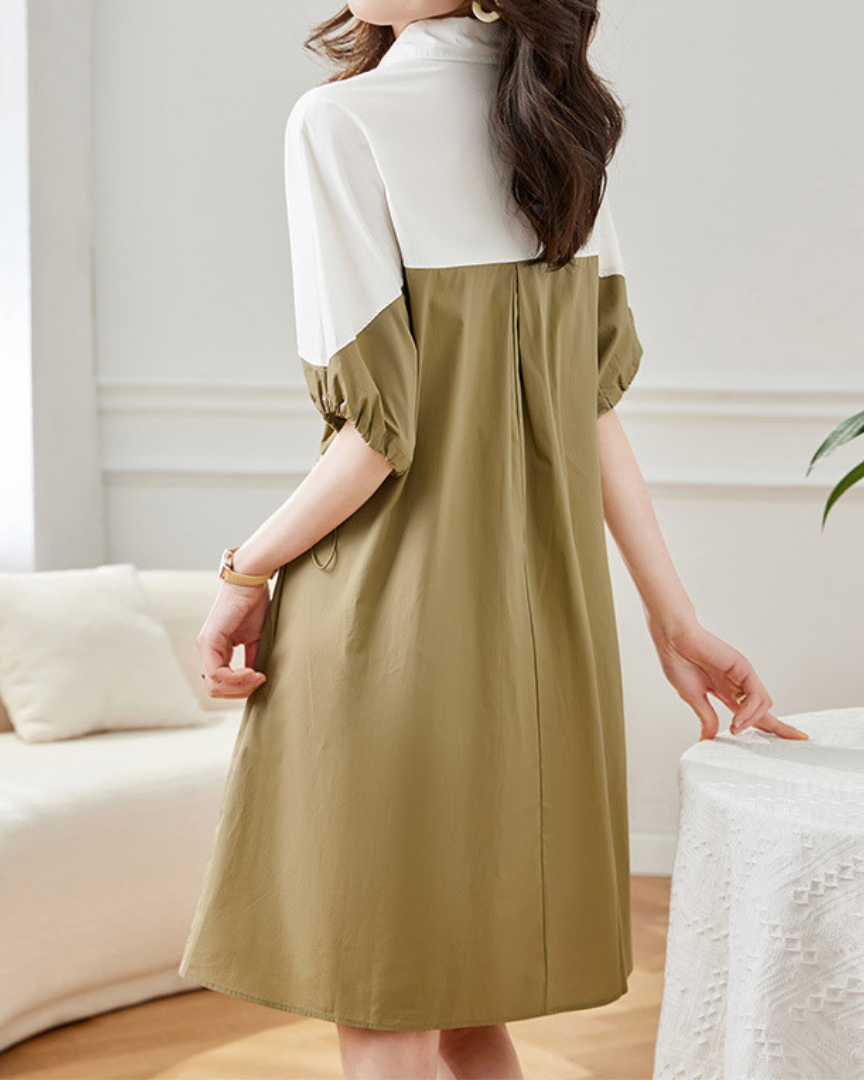 Olive Panel Soft Cinch Dress