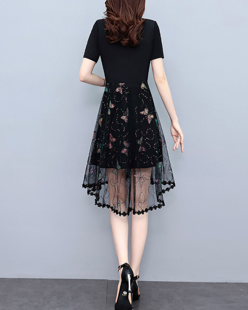 Ivy Bloom Mesh Flare Dress