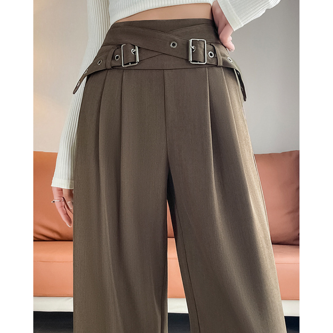 Arden Buckle Waist Wide Trousers