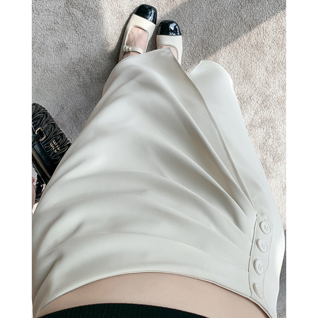 Lena Gathered Curve Midi Skirt
