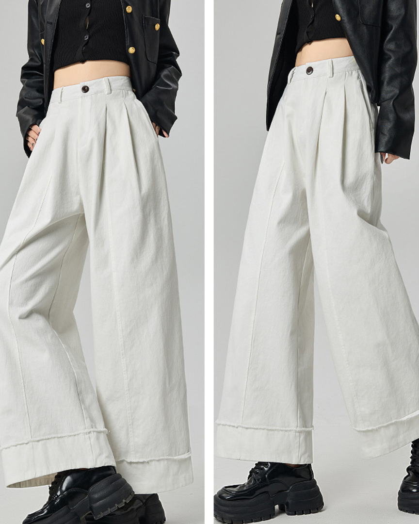 Mira Folded Wide Cotton Pants