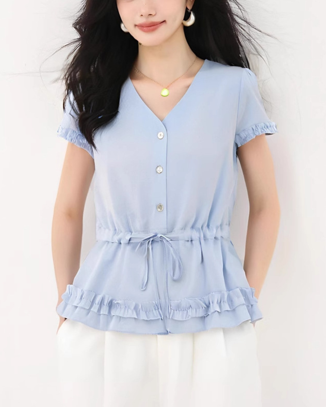 Lilin Soft Frill Peplum Blouse