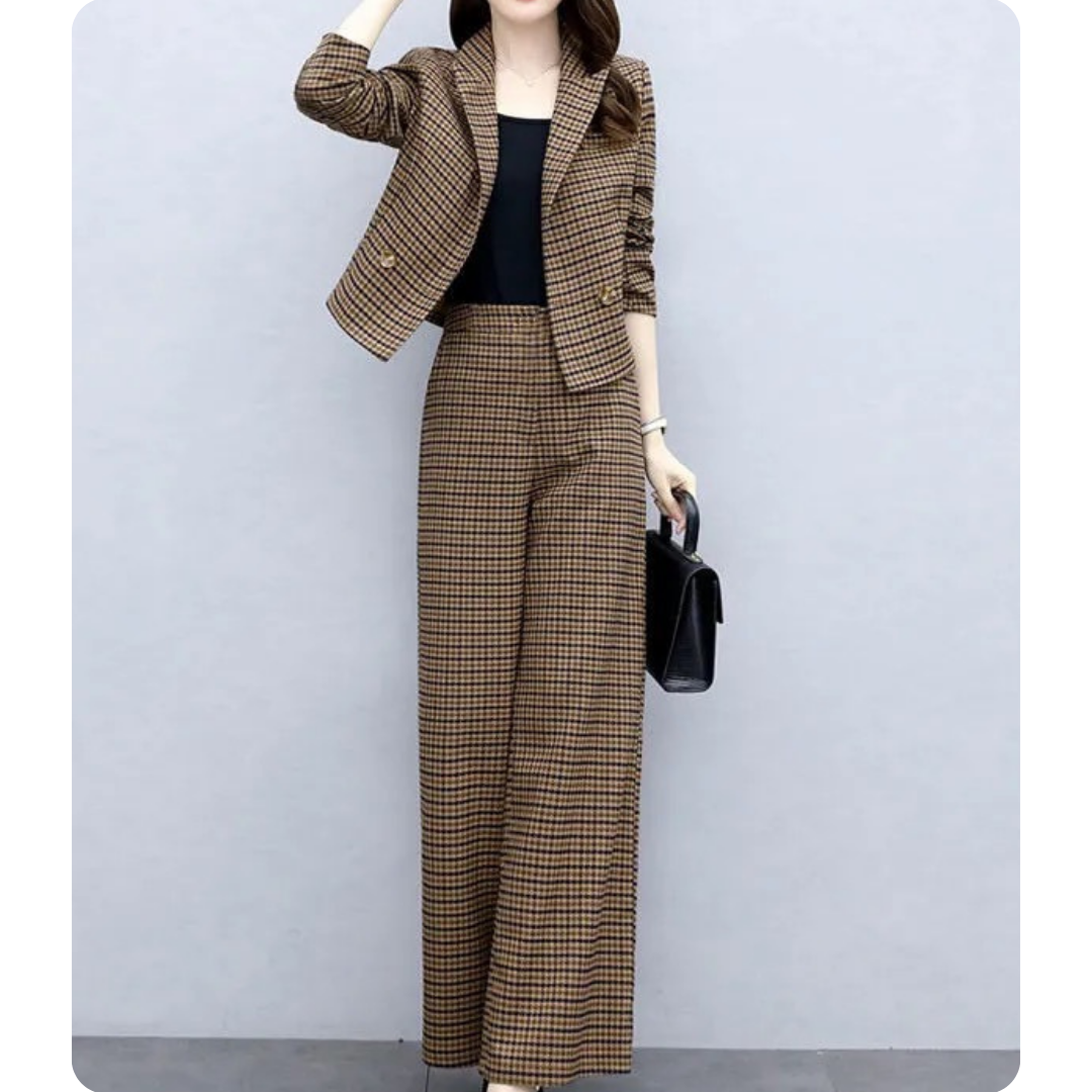 Ivy Check Cropped Suit Set