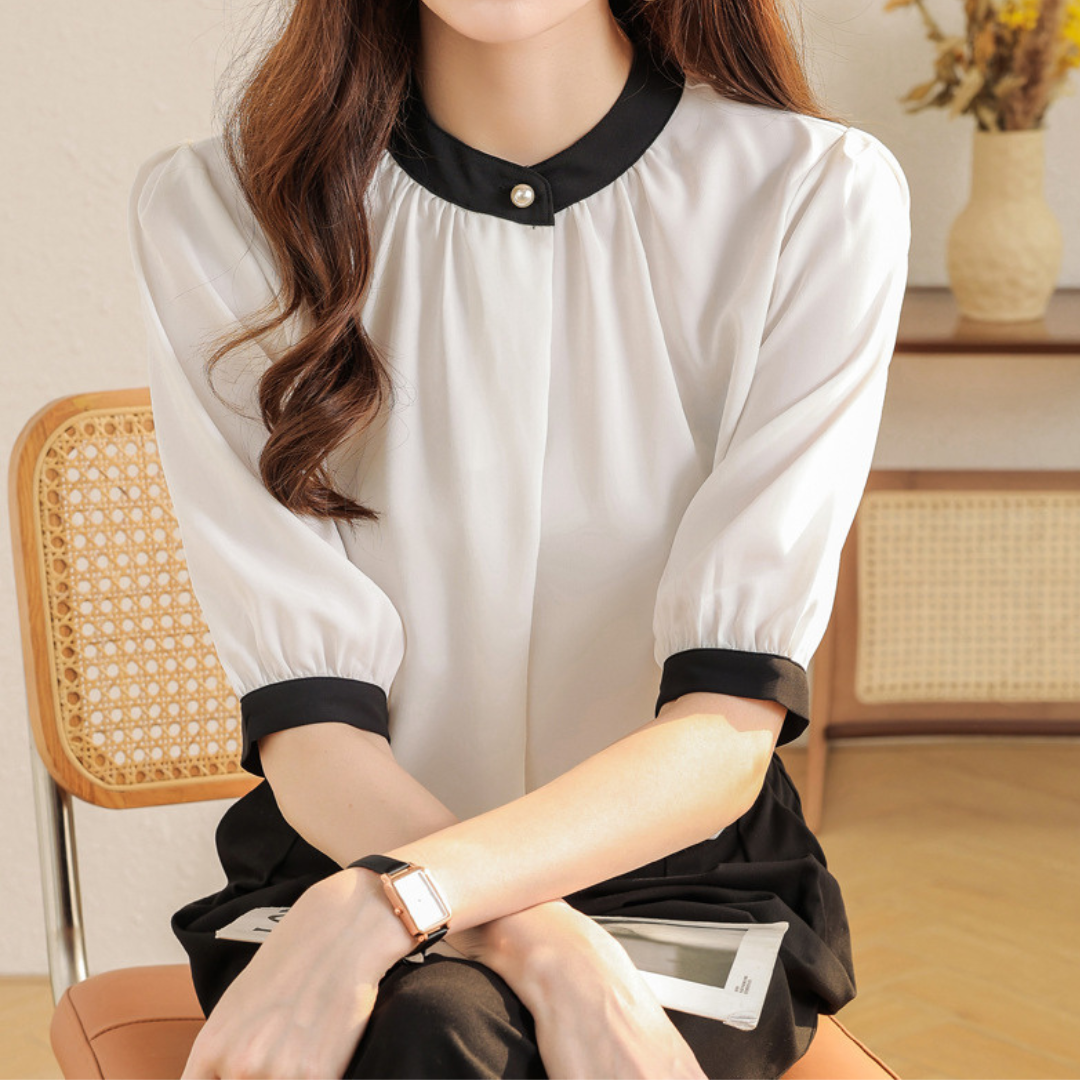 Vera Ease Pearl Trim Blouse