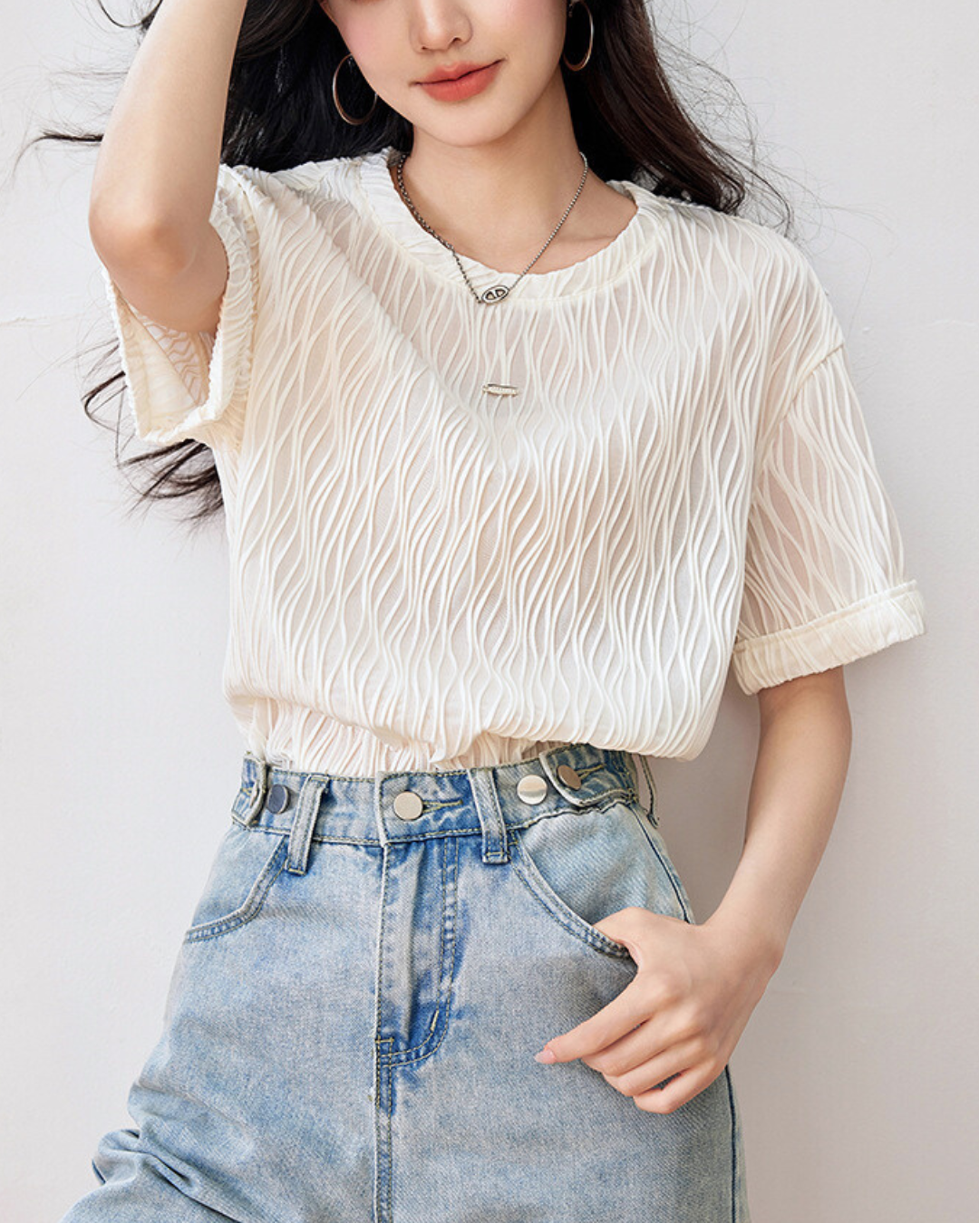 Noelle Wave Texture T-Shirt