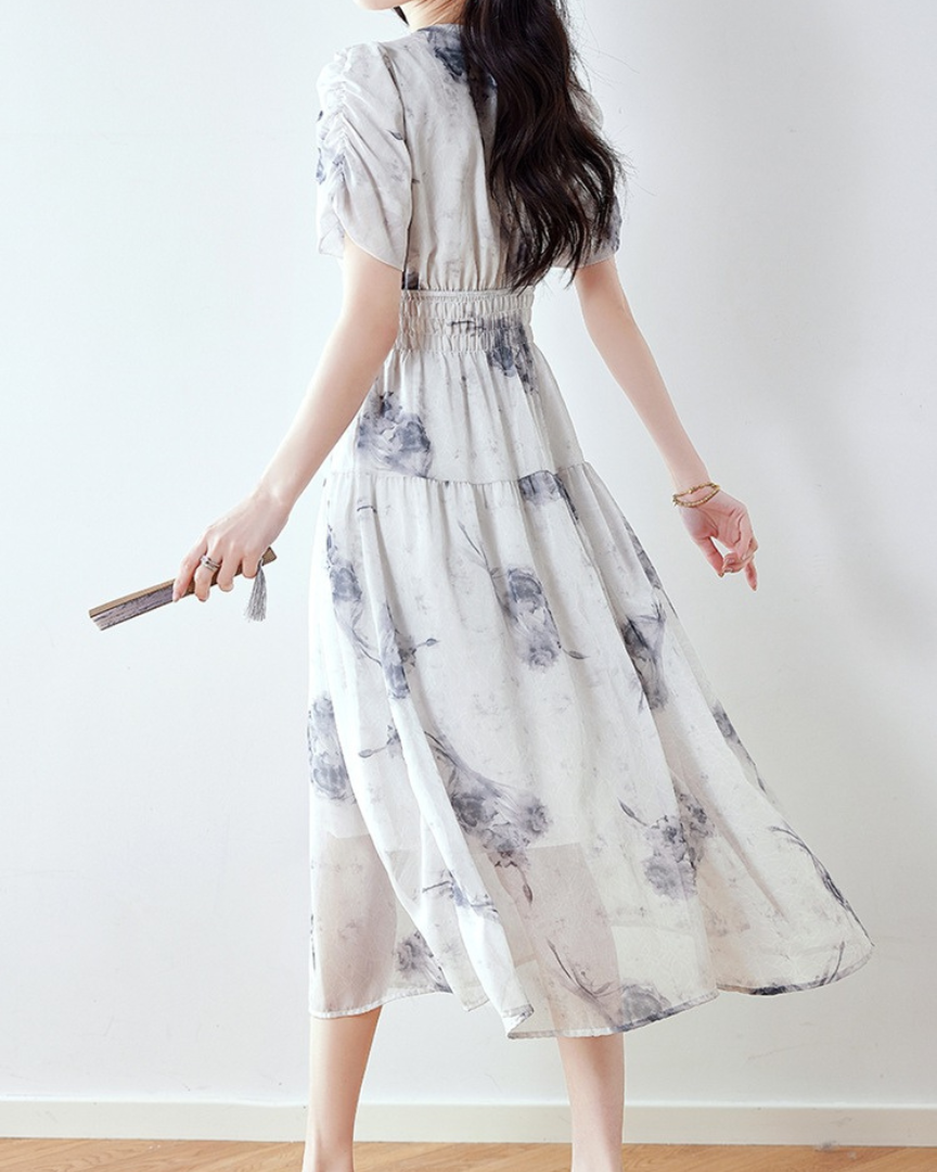 Iris Mist Ink Flare Dress