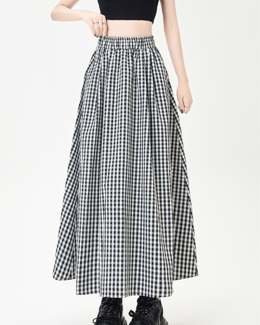 Mira Gingham Ease Maxi Skirt