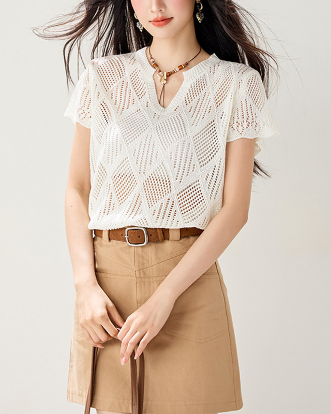 Arlen Mesh Diamond Knit T-Shirt