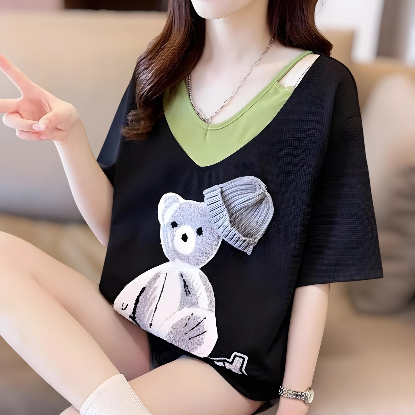 Nola Soft Bear Patch T-Shirt