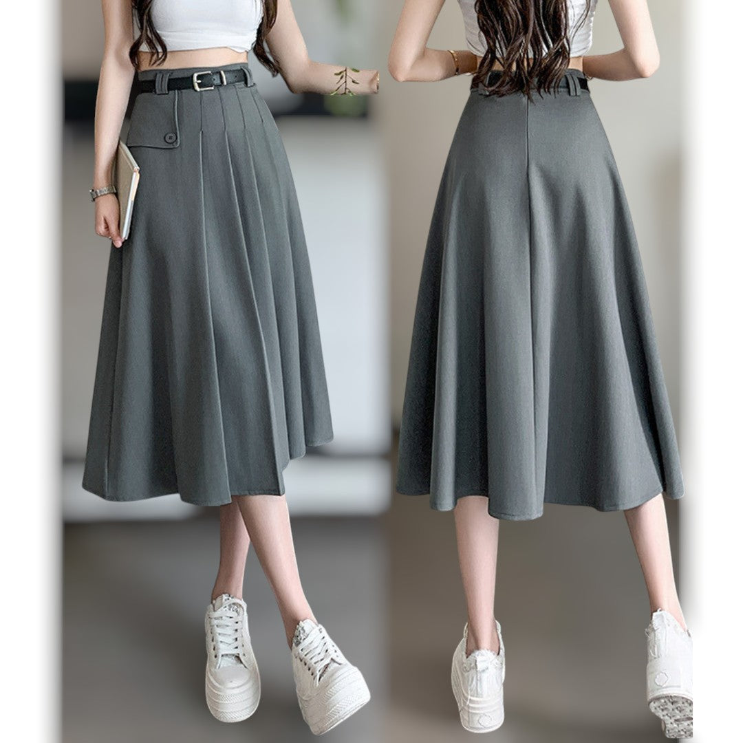 Vera Soft Pleat Belted Skirt