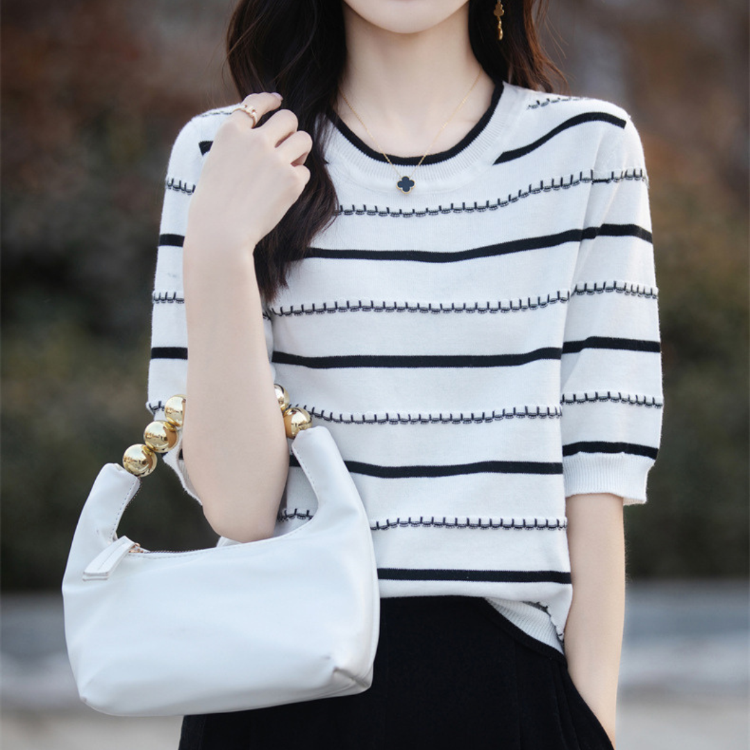 Celine Stitch Stripe Knit Top