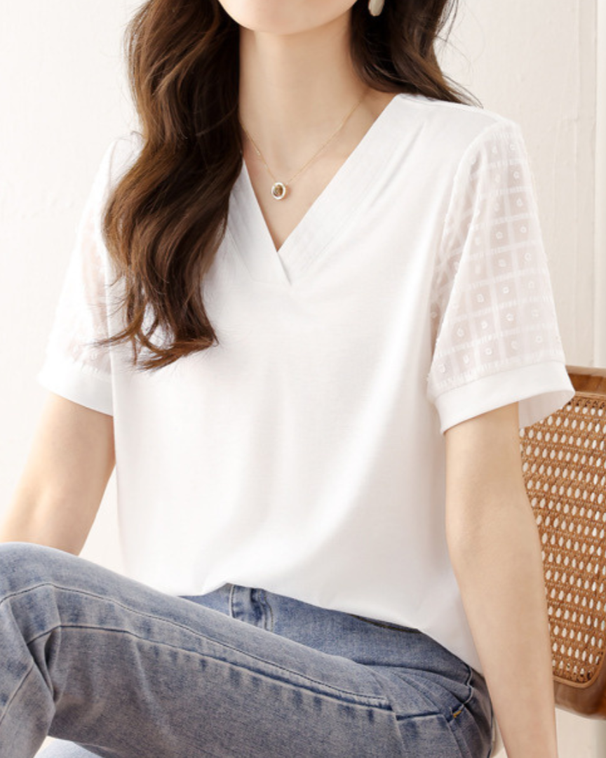 Elia Pointed Lace Sleeve T-Shirt